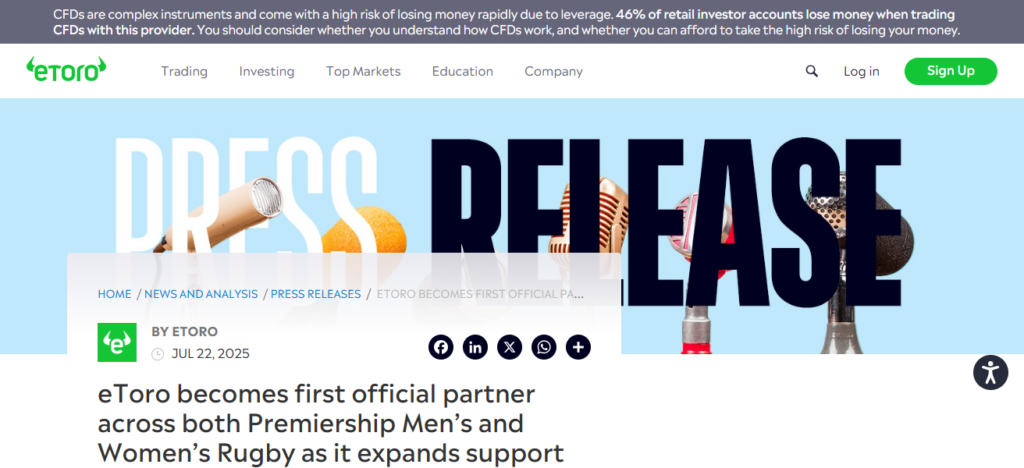 eToro & Premier League Clubs