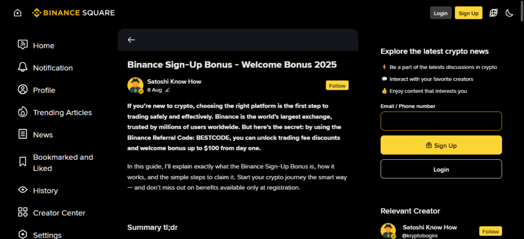 Binance Welcome Bonus