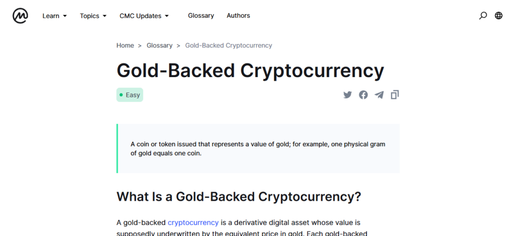 Gold-backed tokens