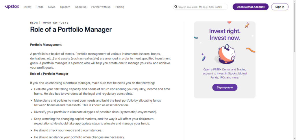 Upstox Portfolio Manager