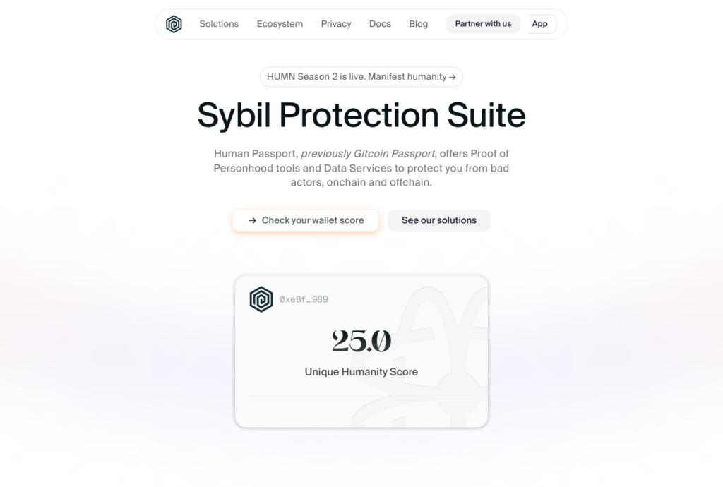 Gitcoin Passport (Human Passport)