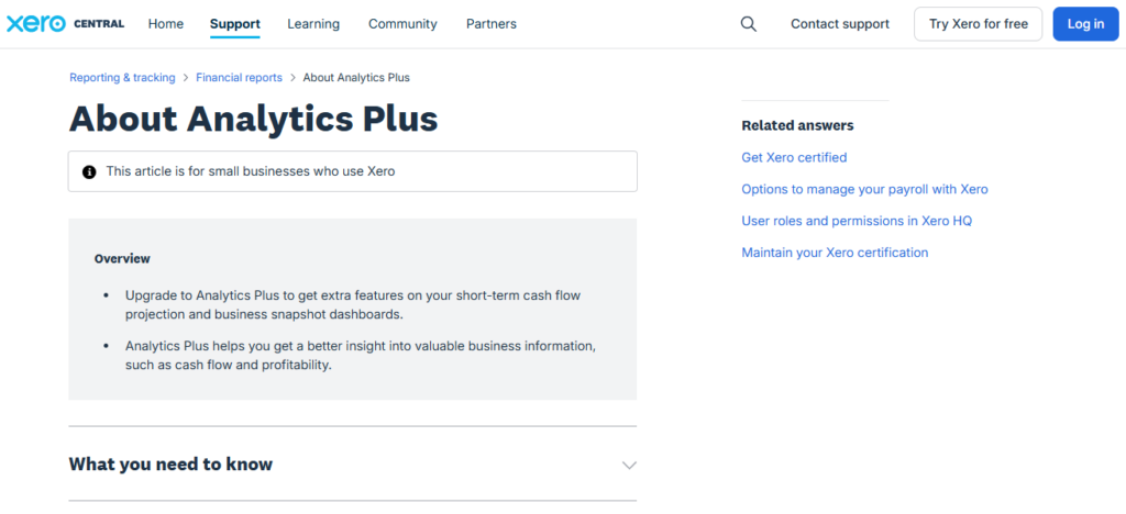 Xero Analytics Plus