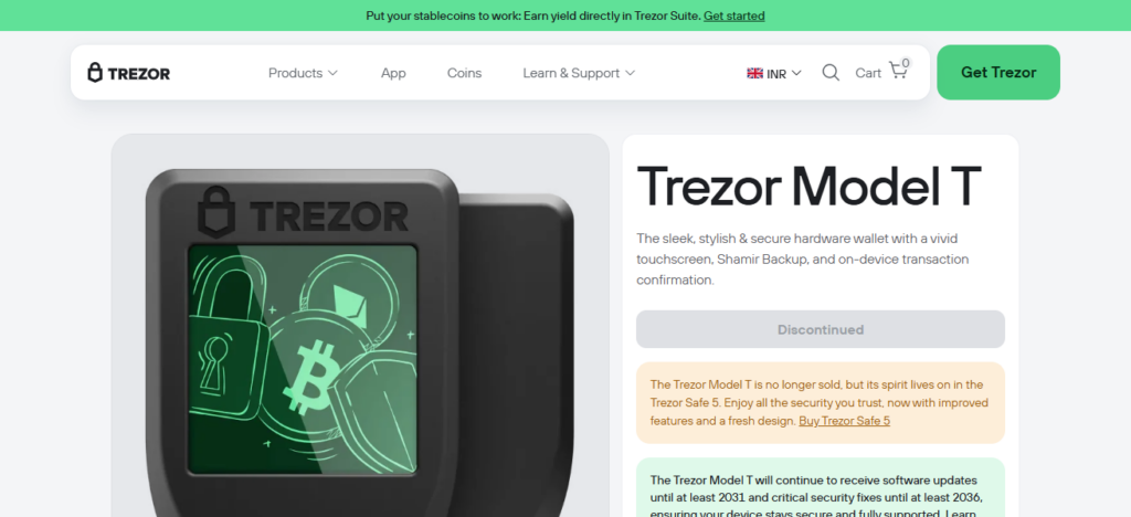 Trezor Model T + Steel Seed Plate