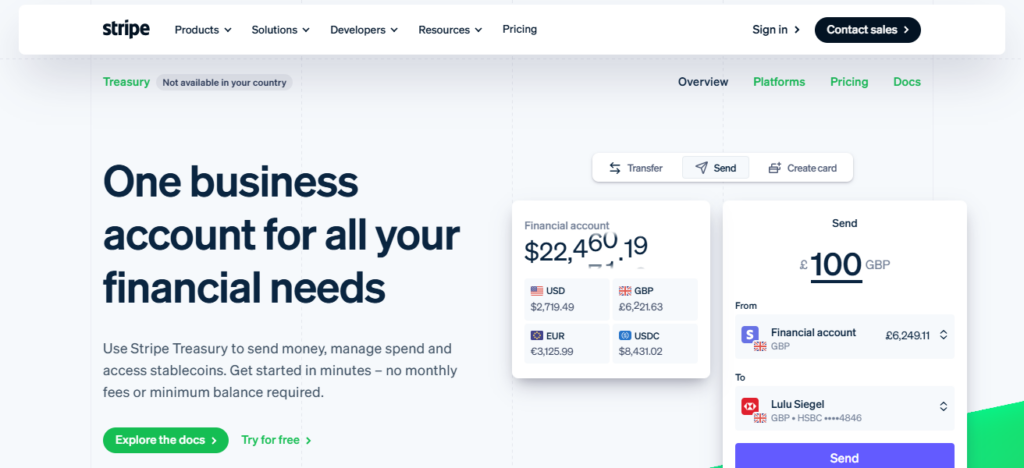 Stripe Treasury