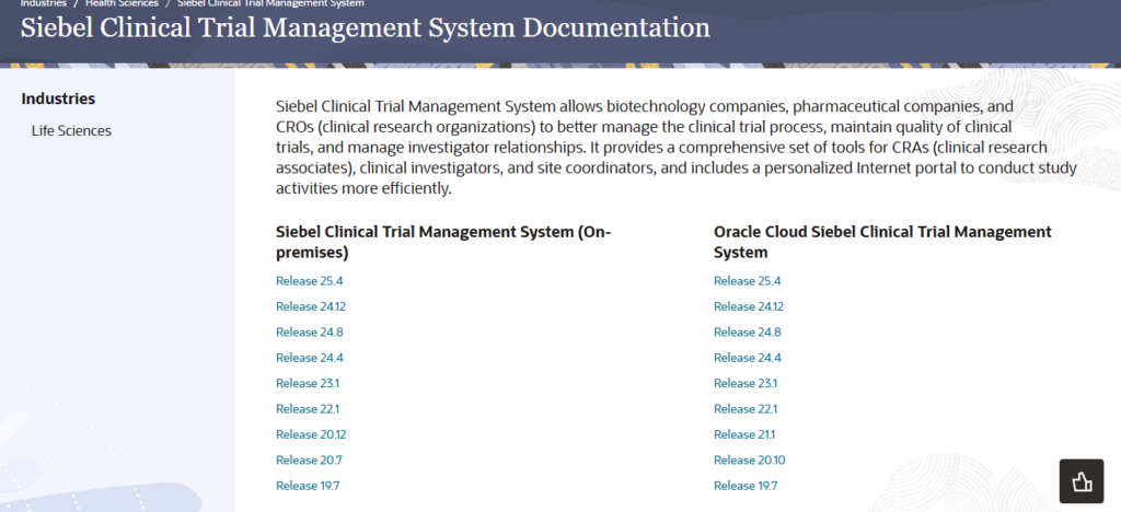 Oracle Siebel CTMS