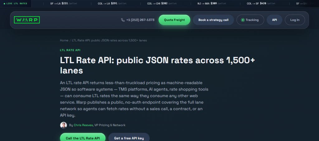 Warp LTL Rate API