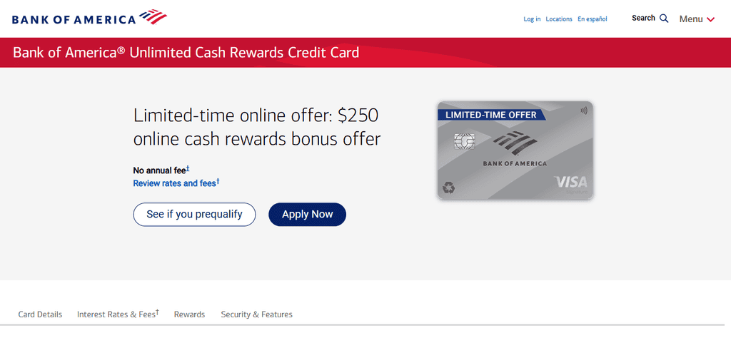 Bank of America® Unlimited Cash Rewards